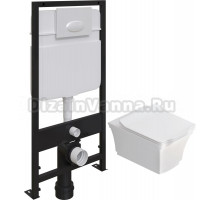 Комплект Унитаз подвесной STWORKI Хадстен SETK3304-0616-001-1-6000 с микролифтом + Система инсталляции для унитазов EWRIKA ProLT 0026-2020 с кнопкой смыва 0052 белой матовой