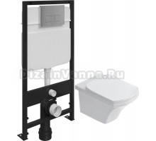 Комплект Унитаз подвесной STWORKI Хальмстад SETK2804-0606-001-1-6000 с микролифтом + Система инсталляции для унитазов EWRIKA ProLT 0026-2020 с кнопкой смыва 0041 хром