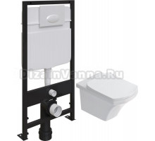 Комплект Унитаз подвесной STWORKI Хальмстад SETK2804-0606-001-1-6000 с микролифтом + Система инсталляции для унитазов EWRIKA ProLT 0026-2020 с кнопкой смыва 0052 белой матовой