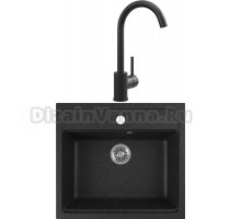 Комплект Мойка кухонная Domaci Бьелла DMC-06 черная + Смеситель для кухни Domaci Равенна KS-01b черный