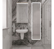 Комплект раковина с пьедесталом Раковина STWORKI Дублин 50 + Зеркало-шкаф STWORKI Дублин 50 с подсветкой, навесное, белое, прямоугольное + Сифон для