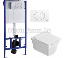 Комплект Унитаз подвесной STWORKI Хадстен SETK3304-0616-001-1-6000 с микролифтом + Система инсталляции для унитазов STWORKI 510162 с кнопкой смыва 230824 белой