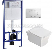 Комплект Унитаз подвесной STWORKI Хадстен SETK3304-0616-001-1-6000 с микролифтом + Система инсталляции для унитазов STWORKI 510162 с кнопкой смыва 230823 хром матовый