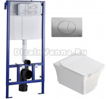 Комплект Унитаз подвесной STWORKI Хадстен SETK3304-0616-001-1-6000 с микролифтом + Система инсталляции для унитазов STWORKI 510162 с кнопкой смыва 230822 хром глянцевый