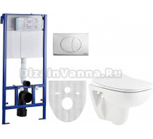 Комплект STWORKI Унитаз подвесной Petite A101002H + Система инсталляции для унитазов 510162 с кнопкой смыва и шумоизоляционной панелью