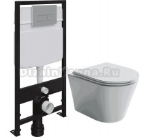 Комплект Унитаз подвесной Ceramica Nova Forma CN3011 безободковый, с микролифтом + Система инсталляции для унитазов EWRIKA ProLT 0026-2020 + Кнопка смыва EWRIKA 0040 хром матовый