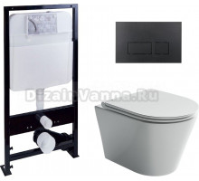 Комплект Унитаз подвесной Ceramica Nova Forma CN3011 + Система инсталляции EWRIKA ProLT 0026-2020 + Кнопка смыва EWRIKA 0044 черная матовая