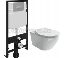 Комплект Унитаз подвесной Ceramica Nova Pearl CN8001 с микролифтом + Система инсталляции для унитазов EWRIKA ProLT 0026-2020 + Кнопка смыва EWRIKA 0050 хром матовый