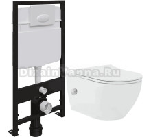 Комплект Унитаз подвесной beWash Bogen 88343601 со смесителем, с микролифтом + Система инсталляции для унитазов EWRIKA ProLT 0026-2020 + Кнопка смыва EWRIKA 0052 белая