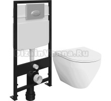 Комплект Унитаз подвесной AM.PM Spirit V2.0 FlashClean с микролифтом + Система инсталляции для унитазов EWRIKA ProLT 0026-2020 + Кнопка смыва EWRIKA 0050 хром матовый