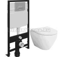 Комплект Унитаз подвесной AM.PM Spirit V2.0 FlashClean с микролифтом + Система инсталляции для унитазов EWRIKA ProLT 0026-2020 + Кнопка смыва EWRIKA 0051 хром