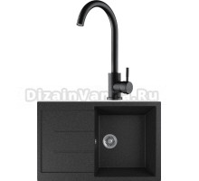 Комплект Мойка кухонная Domaci Бьелла DMC-25 черная + Смеситель для кухни Domaci Равенна D99-009b