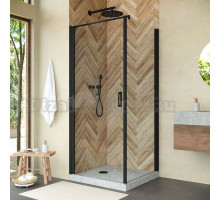 Душевой уголок Vegas Glass EP-Fis Novo 90 02М 01 L профиль черный матовый, стекло прозрачное