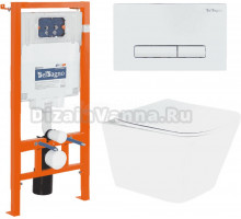 Комплект Унитаз подвесной BelBagno Due BB3103CHR/SC безободковый, с микролифтом + Система инсталляции для унитазов BelBagno BB002-80 с кнопкой смыва BB018-GV-BI