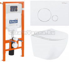 Комплект Унитаз подвесной BelBagno Uno BB3105CHR/SC безободковый, с микролифтом + Система инсталляции для унитазов BelBagno BB002-80 с кнопкой смыва BB014-SR-Bianco