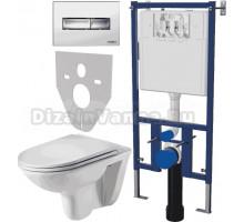 Комплект Унитаз подвесной Weltwasser WW SK Baarbach 004GL-WT безободковый, с микролифтом + Система инсталляции для унитазов DIWO 4501 + Кнопка смыва DIWO 7322 хром
