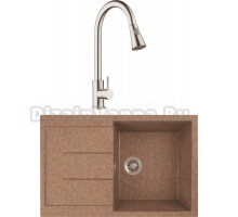 Комплект Мойка кухонная Domaci Бьелла DMC-25-307 терракот + Смеситель для кухни Domaci Равенна D99-120st