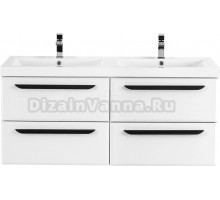 Тумба с раковиной Cezares Eco 120, bianco lucido, 4 ящика, ручки черные