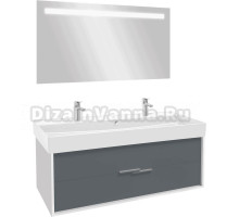 Мебель для ванной Jacob Delafon Vivienne 120 белая блестящая, серый матовый, раковина белая