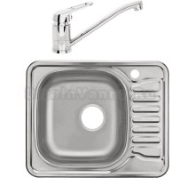 Комплект Мойка кухонная Domaci Равенна Fort DCO 580*480 (6) L2TG L + Смеситель для кухни Domaci Равенна D11-000cr