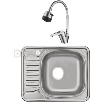 Комплект Мойка кухонная Domaci Равенна Fort DCO 580*480 (6) R1TG R + Смеситель для кухни Domaci Равенна D11-004cr