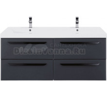 Тумба с раковиной Cezares Eco 120, grafito, 4 ящика, ручки черные