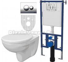 Комплект Унитаз подвесной DIWO Анапа безободковый + Система инсталляции для унитазов DIWO 4501 с кнопкой смыва 7312 хром