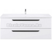 Тумба с раковиной Cezares Eco 120, bianco opaco, 2 ящика, ручки черные