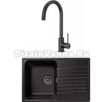 Комплект Мойка кухонная GranFest Quarz Z78 черный + Смеситель Roca Etna 5A7B09CN0 для кухонной мойки, черный