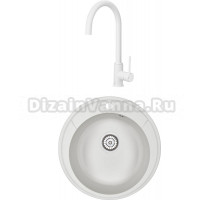 Комплект Мойка кухонная Granula Standart ST-4802 белая + Смеситель Roca Etna 5A7B09B00 для кухонной мойки, белый