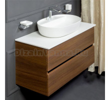 Тумба с раковиной Armadi Art Vallessi 100 со столешницей белая, дуб темный