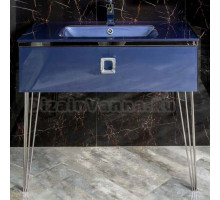 Тумба с раковиной Armadi Art Lucido 100 насыщенный синий, раковина 852-100-BL, ножки хром