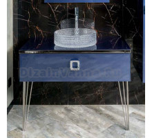 Тумба с раковиной Armadi Art Lucido 100 насыщенный синий, раковина 817, ножки хром