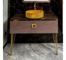 Тумба с раковиной Armadi Art Lucido 100 лиловая, раковина 817-G, ножки золото