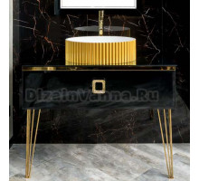 Тумба с раковиной Armadi Art Lucido 100 черная глянцевая, раковина 878-G