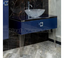 Тумба с раковиной Armadi Art Lucido 100 насыщенный синий, раковина 813, ножки хром