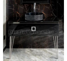 Тумба с раковиной Armadi Art Lucido 100 черная глянцевая, раковина 817-B, ножки хром
