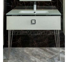 Тумба с раковиной Armadi Art Lucido 100 жемчужная белая, раковина 852-100-W, ножки хром