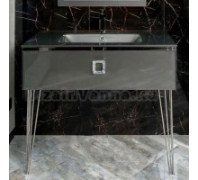 Тумба с раковиной Armadi Art Lucido 100 глянцевый графит, раковина 852-100-GR, ножки хром