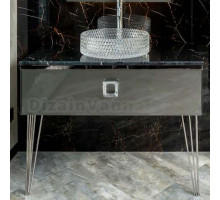 Тумба с раковиной Armadi Art Lucido 100 глянцевый графит, раковина 817, ножки хром