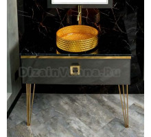 Тумба с раковиной Armadi Art Lucido 100 глянцевый графит, раковина 817-G, ножки золото