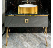 Тумба с раковиной Armadi Art Lucido 100 глянцевый графит, раковина 878-G