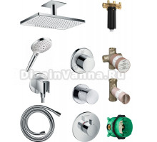 Душевой комплект Hansgrohe Rainmaker Select 460 (2 jet) 24004400 + 26530400 + 26487000 + 28276000 + 15932000 + 15972000