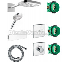 Душевой комплект Hansgrohe Raindance Select E 300 (3 jet) 26468400 + 26530400 + 28272000 + 26456400 + 15734400 + 15736400