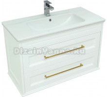 Тумба с раковиной Aquanet Бостон М 100 ручки золото