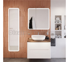 Мебель для ванной STWORKI Берген 80 белая с темной столешницей, раковина Moduo 50 Square