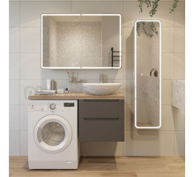 Мебель для ванной STWORKI Берген 60 серая со светлой столешницей 122, раковина Moduo 55 Leaf, L