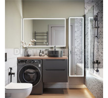 Мебель для ванной STWORKI Берген 60 серая с темной столешницей 122, раковина Rotenburg 40 черная, L