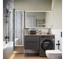 Мебель для ванной STWORKI Берген 60 серая с темной столешницей 122, раковина Rotenburg 40 черная, R