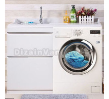 Тумба с раковиной Style Line Даллас 130 Люкс Plus напольная, белая, эмаль